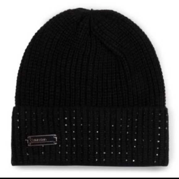 Calvin Klein 2pc Knit Stud Beanie Hat Set - Picture 3 of 4